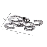 Modern Curved Ceiling Crystal And Metal Sconce Light In Chrome For Bedroom - Warm/White/3 Color