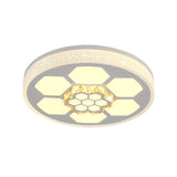 Modern Acrylic Ceiling Mount Light In White With Multi-Color Led Lighting And Crystal Accent