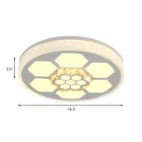 Modern Acrylic Ceiling Mount Light In White With Multi-Color Led Lighting And Crystal Accent