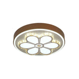 Modern Crystal And Acrylic Flush Ceiling Light With Flower Pattern White/3 Color Led Brown/White