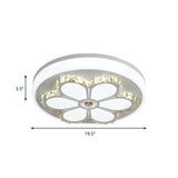 Modern Crystal And Acrylic Flush Ceiling Light With Flower Pattern White/3 Color Led Brown/White