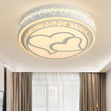 Modern Led Loving Heart Flush Ceiling Light With Acrylic Crystal Shade - Brown/White | White/3