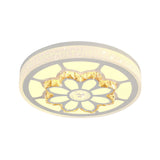 Modern Led Flower Ceiling Light With Color Options And Crystal Accents - Brown/White