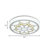 Modern Led Flower Ceiling Light With Color Options And Crystal Accents - Brown/White
