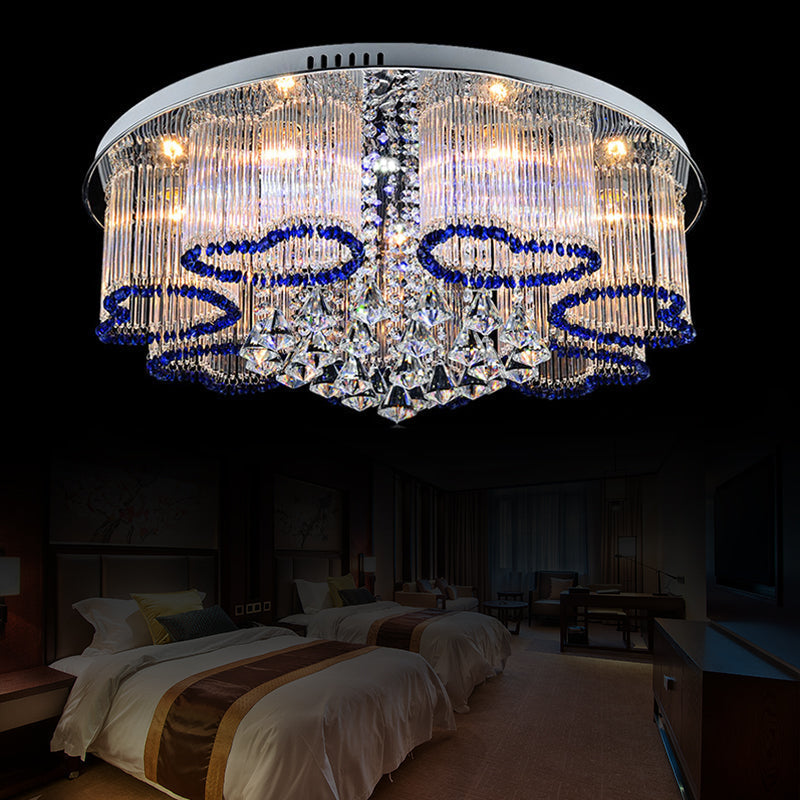 Modern Crystal Ceiling Lamp With Loving Heart Design - 3/5 Lights Blue 7 /