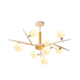 Japanese Style Glass Chandelier: White Spherical Shade Hanging Light For Tea Station