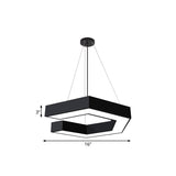 Modern Geometric Led Pendant Lamp For Office - Black Metal Various Sizes