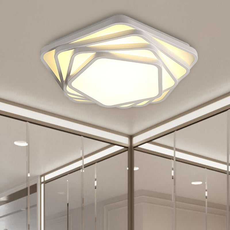 Contemporary Led Flush Ceiling Light - Pentagon Design In Warm/White For Bedroom Acrylic Diffuser