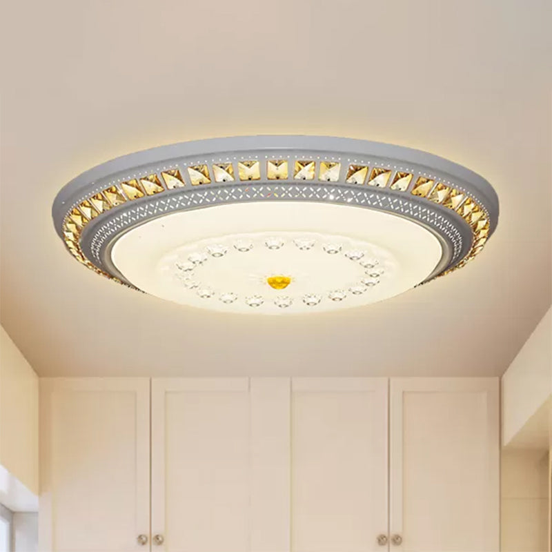 Contemporary Led Crystal Accent Ceiling Light Fixture - White 19.5/23.5/31.5 Width
