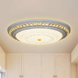 Contemporary Led Crystal Accent Ceiling Light Fixture - White 19.5/23.5/31.5 Width