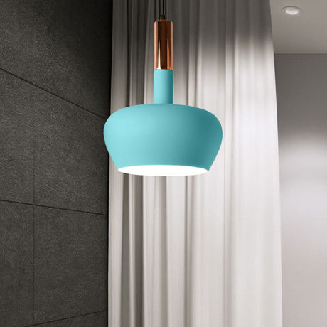 Modern Metal Hanging Pendant Light - Wine Glass Inspired Design With 1 And Blue/Pink/Yellow
