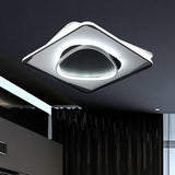 Modern Led Acrylic Flush Mount Black Ceiling Light In Warm/White - 18/23.5 Wide