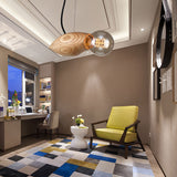 Contemporary Wooden Pendant Light Fixture - Open Bulb Restaurant Hanging
