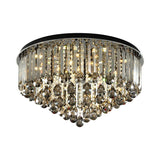 Contemporary Crystal Led Ceiling Lamp - 19.5/23.5 Multi-Tier Flush Mount In Smoke Grey For Bedroom