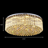 Contemporary Clear Crystal Drum Flush Mount Led Ceiling Light - 19.5/23.5 Wide Ideal For Living Room