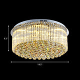 Contemporary Clear Crystal Drum Flush Mount Led Ceiling Light - 19.5/23.5 Wide Ideal For Living Room