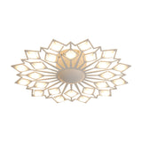 Modern Floral Led Flush Mount Ceiling Lamp In Black And White Metal For Bedroom
