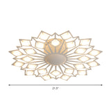 Modern Floral Led Flush Mount Ceiling Lamp In Black And White Metal For Bedroom