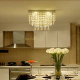 Modern Led Crystal Flush Ceiling Light - Clear Rectangle 19.5/23.5 Dia Lamp For Kitchen / 23.5