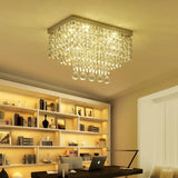 Modern Led Crystal Flush Ceiling Light - Clear Rectangle 19.5/23.5 Dia Lamp For Kitchen / 19.5