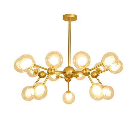 Modern Clear Glass Bubble Chandelier With Starburst Design - 9/12/15 Lights Black/Gold