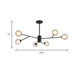 Globe Clear Glass Chandelier: Contemporary 6/9 Lights - Black/Gold Starburst Design
