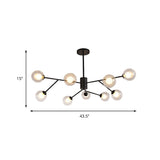 Globe Clear Glass Chandelier: Contemporary 6/9 Lights - Black/Gold Starburst Design