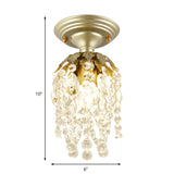 Modern Brass Finish Mini Ceiling Light With Crystal Bead For Corridor