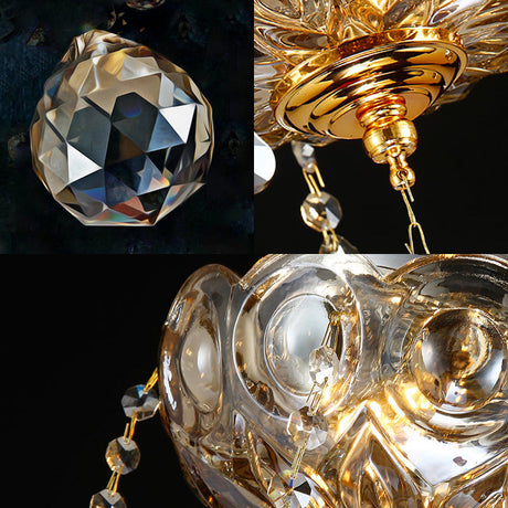 Vintage Flush Mount Ceiling Light With Crystal Ball Deco - Clear And Elegant For Corridors