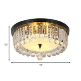 Clear Crystal Circle Ceiling Light - Contemporary Design With Opal Glass Diffuser & 5 Lights In