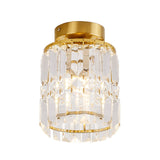 Modern Crystal Cylinder Semi-Flush Ceiling Light Fixture - Clear Shade For Corridor Mounting