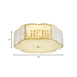 Golden Flower Flush Led Pendant Light With Modern Clear Crystal Design And Acrylic Diffuser -