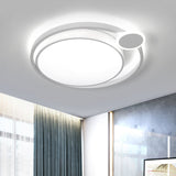 Nordic Metal Led Flush Mount Ceiling Lamp For Bedroom - 15/18/21.5 Black/White & Warm/White White /