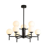 Contemporary Black And Gold Globe Chandelier With Radiant Design Milk Glass Shades - Available In 6