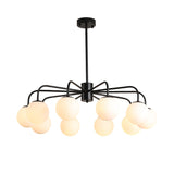 Modern White Glass Globe Chandelier With Elegant Radial Design - 6/8/10 Lights Curved Arm Hanging