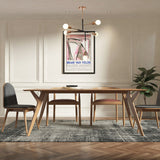 Rectilinear Metal Chandelier - Modern 5-Light White/Black Hanging Ceiling Light With Bare Bulb For