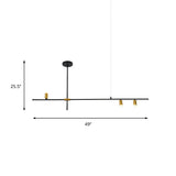 Modern Metal Rectilinear Chandelier - 3/4/9 Light Black Ceiling Fixture