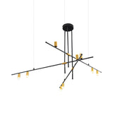 Modern Metal Rectilinear Chandelier - 3/4/9 Light Black Ceiling Fixture