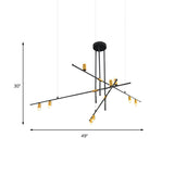 Modern Metal Rectilinear Chandelier - 3/4/9 Light Black Ceiling Fixture