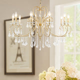 Gold Candle Chandelier With Clear Crystal Accents - Modern Style 3/6 Lights 10 /