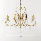 Gold Candle Chandelier With Clear Crystal Accents - Modern Style 3/6 Lights