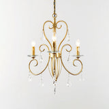 Gold Candle Chandelier With Clear Crystal Accents - Modern Style 3/6 Lights