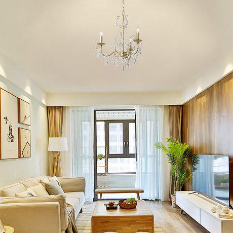 Modern Crystal Pendant Lighting With Beads And Candle - 3/6 Lights