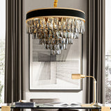Modern Crystal Layered Chandelier - Smoke Grey 9/12 Lights Hanging Light Fixture 9 / Gray