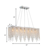 Crystal Clear 8-Light Linear Pendant Ceiling Light In Chrome Finish: Modern Elegance For Any Space