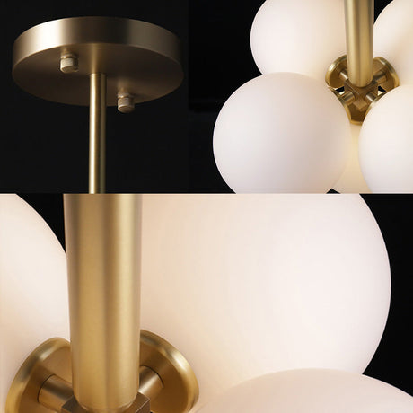 Contemporary Glass Chandelier Lamp - 5/13 Lights Spherical Design White Ball Pendant Light