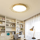 Metallic Flush Mount Ceiling Light Round Nordic Gold/Black Wire Frame Ideal For Bedroom 21.5/25.5