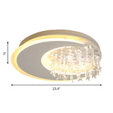 Modern Flush Ceiling Light With Crystal Accent - 16/23.5 Round Metal White Led Fixture