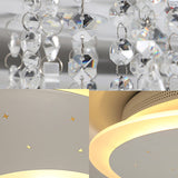 Modern Flush Ceiling Light With Crystal Accent - 16/23.5 Round Metal White Led Fixture