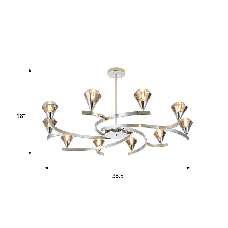 Sputnik Design Diamond Crystal Chandelier - Modern 6/8/10 Light Chrome/Gold Ceiling Fixture